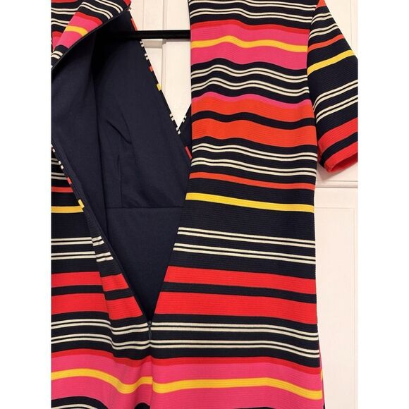 Cato Fully Lined Multicolor Dress with Multidirectional Stripes V-Neck Size 10 - Picture 6 of 11